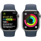 Viedpulkstenis Apple Watch Series 9 GPS + Cellular 41mm Silver Stainless Steel Case with Storm Blue Sport Band -M/L