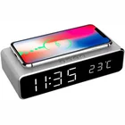 Gembird Digital Alarm Clock With Wireless Charging Function Silver
