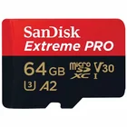 SanDisk Extreme PRO microSDXC 64GB + SD Adapteris RED / BLACK