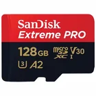 SanDisk Extreme PRO microSDXC 128GB + SD Adapteris RED / BLACK