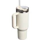 Termokrūze ar salmiņu Stanley The Quencher H2.0 Fluted Tumbler 1.18l Cream Gloss