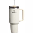 Termokrūze ar salmiņu Stanley The Quencher H2.0 Fluted Tumbler 1.18l Cream Gloss