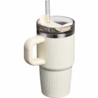 Termokrūze ar salmiņu Stanley The Quencher H2.O Fluted Tumbler 0.6l Cream Gloss