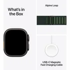 Viedpulkstenis Apple Watch Ultra 2 GPS + Cellular 49mm Black Titanium Case with Dark Green Alpine Loop - Small