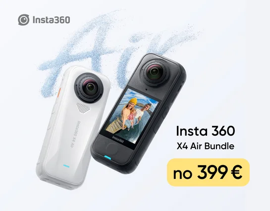 Tumši pelēks drons lido - DJI Mini 5 Pro no 799 eur.