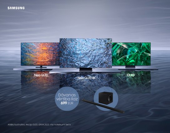 Vairāk WOW nekā jebkad! Pērc 2023. gada Neo QLED vai OLED TV un saņem Ultra Slim Soundbar dāvanā!
